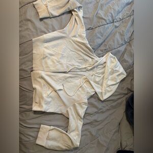 cropped white hoodie zip-up